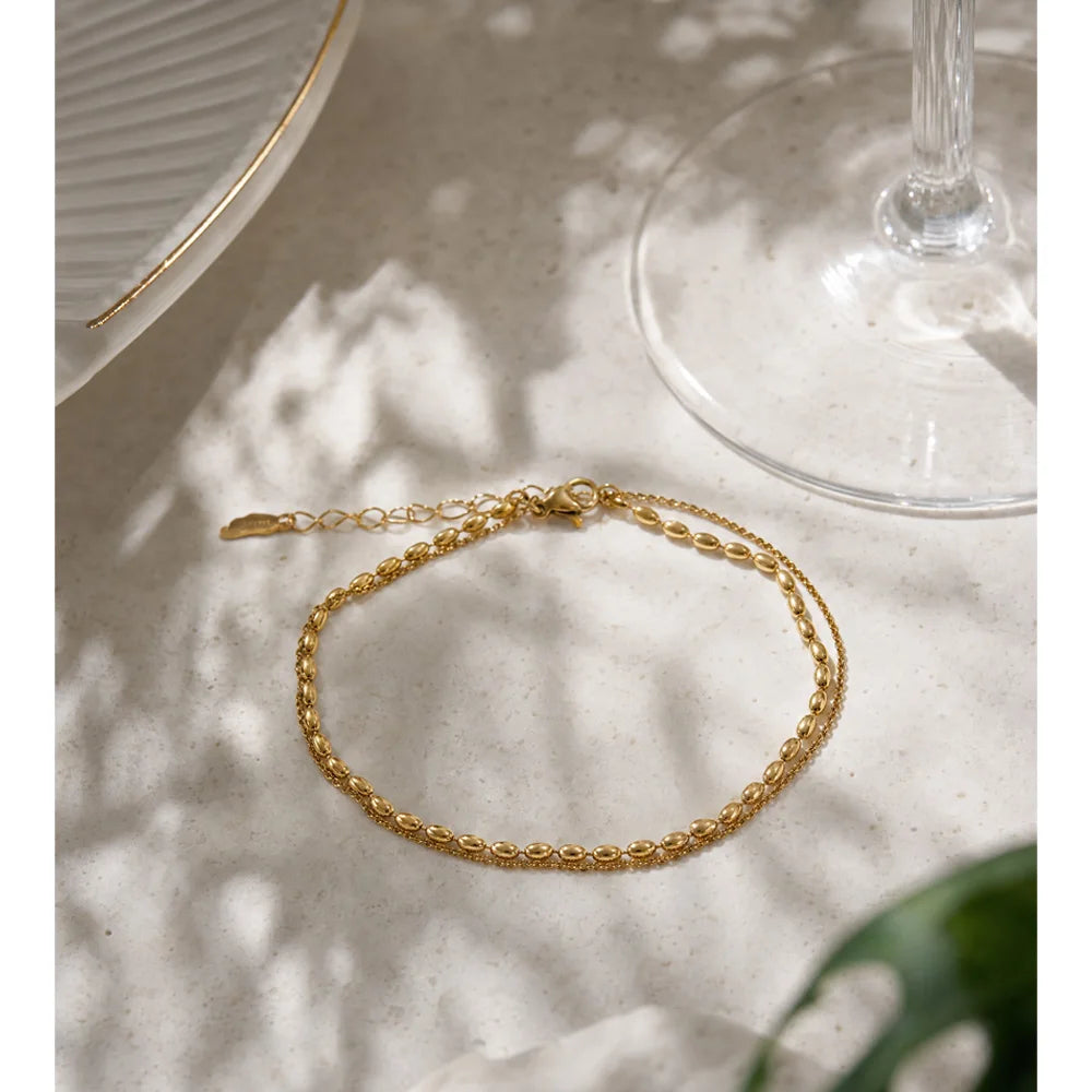 Coastal Double Beaded Anklet