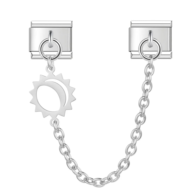 Celestial Sun & Moon Chain Silver Charm - Charmris