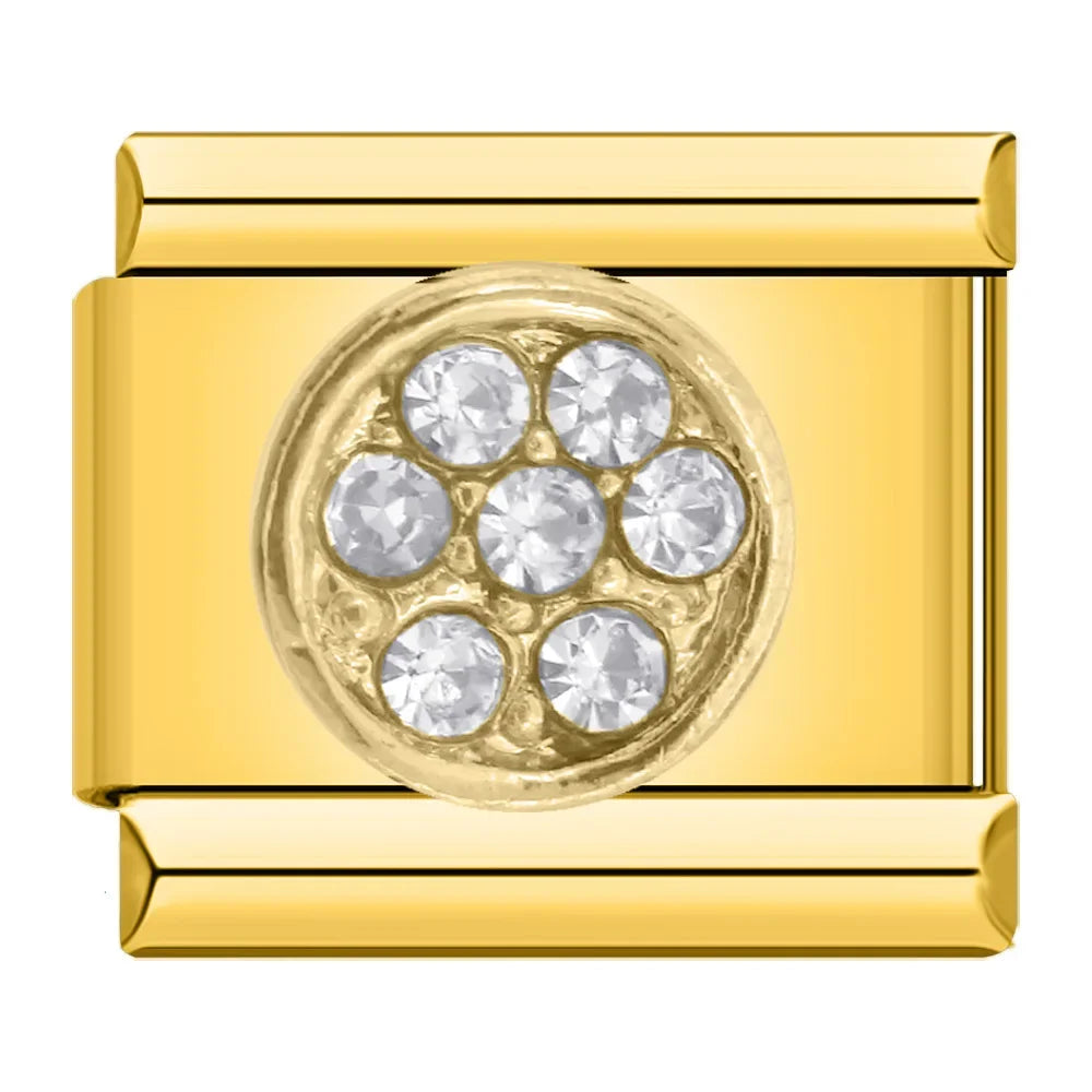 Golden Round with CZ - Gold Charm