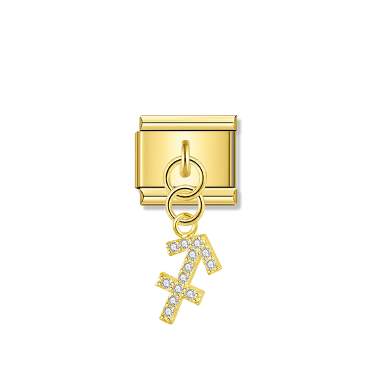 Sagittarius with CZ – Gold Italian Pendant Charm – Italian charm by Italycharm