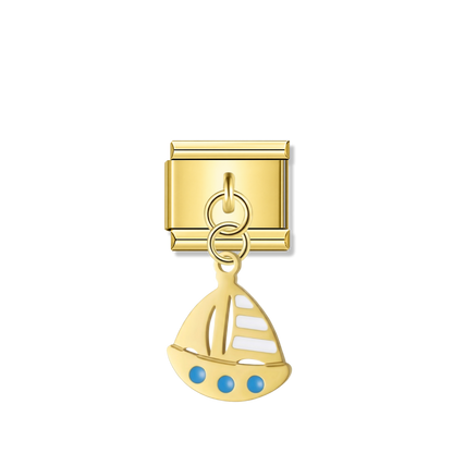 Sailing Boat – Gold Italian Pendant Charm – Italian charm by Italycharm