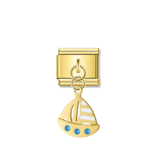 Sailing Boat – Gold Italian Pendant Charm – Italian charm by Italycharm