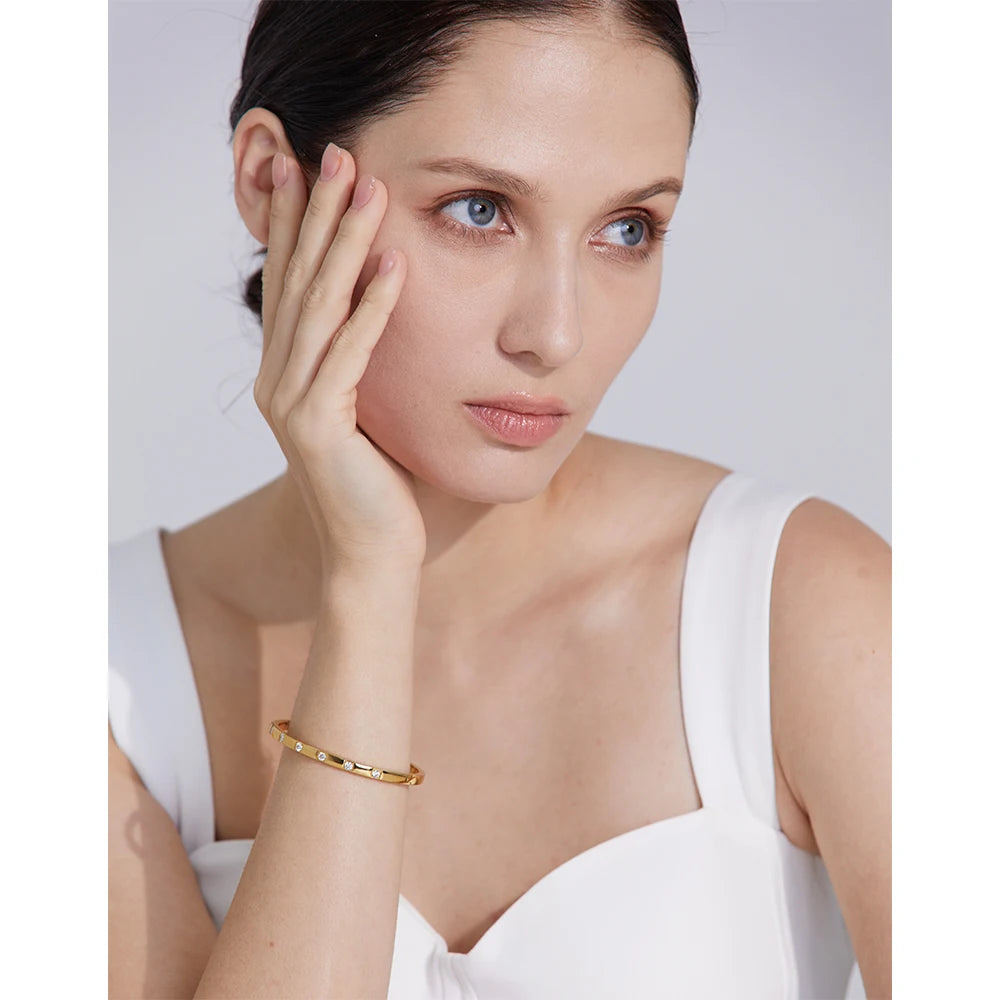 Stargaze Square Stone Hinged Bangle