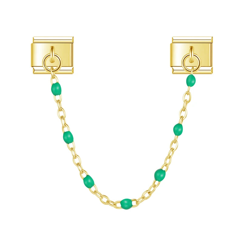 Emerald Bead with gold chain charm - Charmris