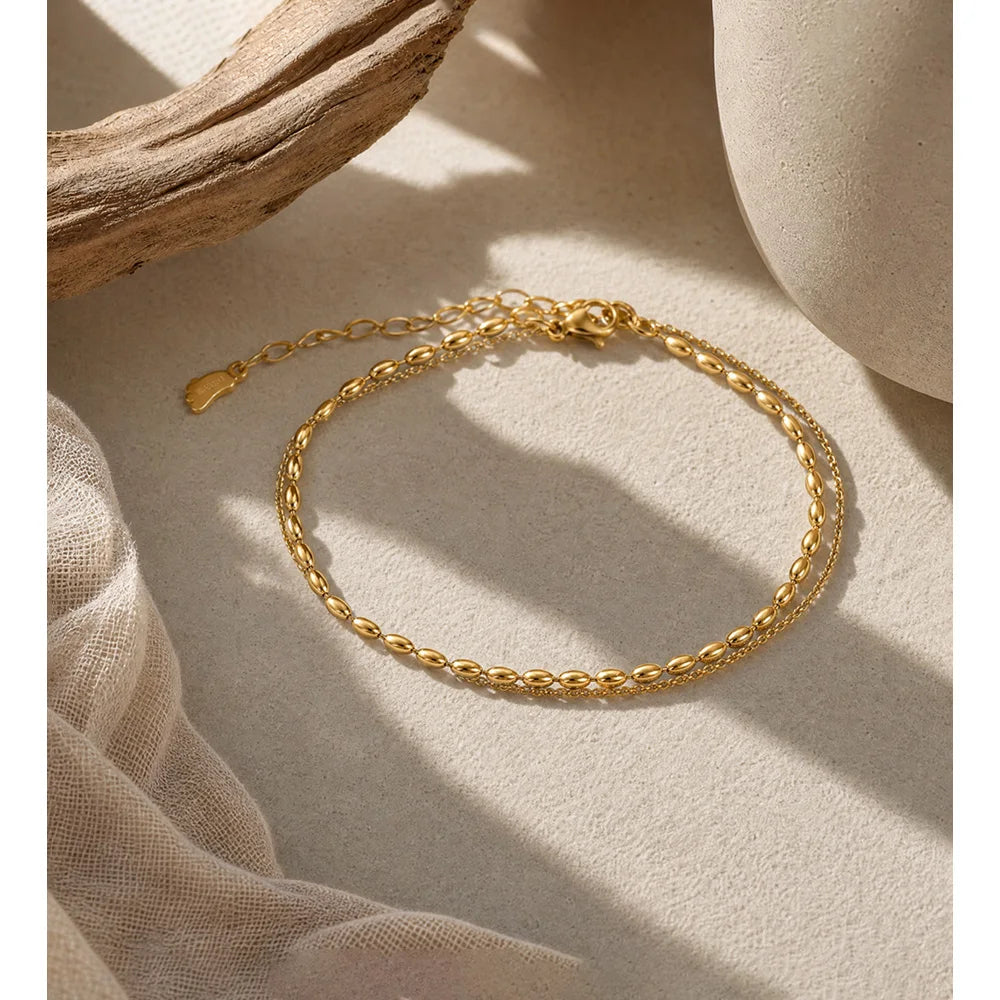 Coastal Double Beaded Anklet
