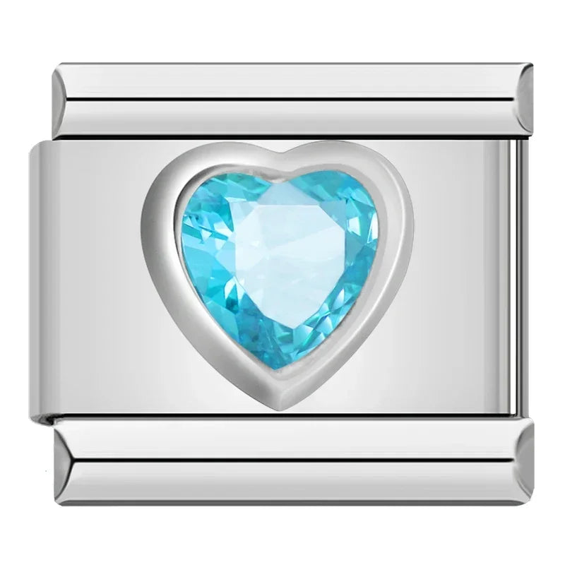 Sky Blue Resin Heart - Silver Charm - Charmris