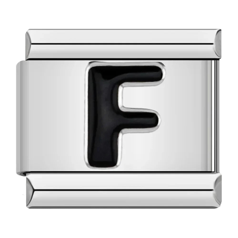 Black Letter F - Silver Charm