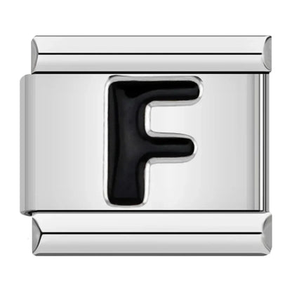 Black Letter F - Silver Charm