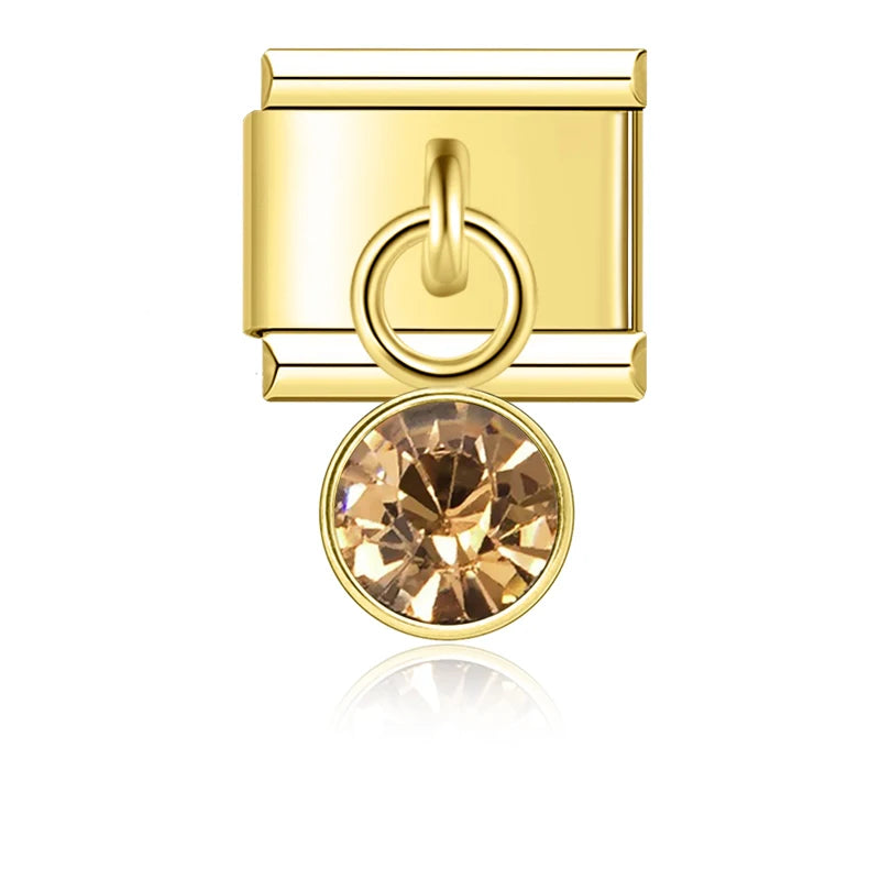 November Birthstone with CZ - Gold Pendant Charm