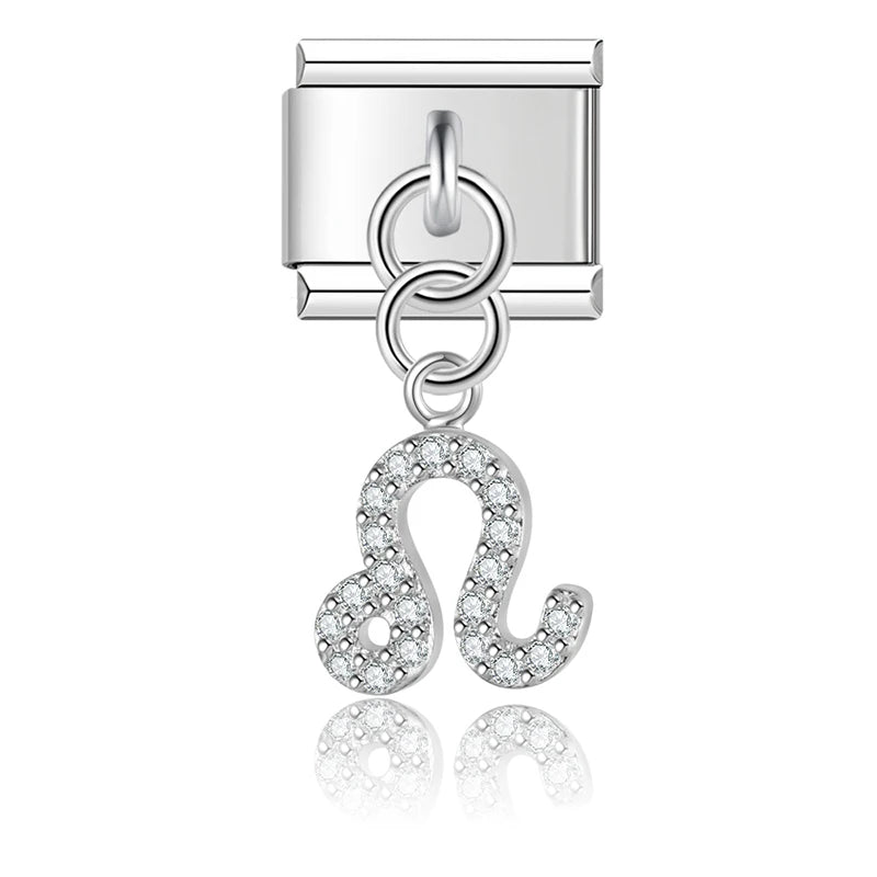 Leo with CZ – Silver Italian Pendant Charm - Charmris