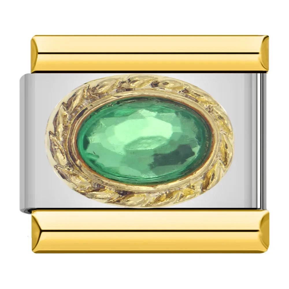 Royal Emerald Resin - Silver & Gold Charm