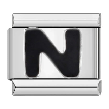 Black Letter N - Silver Charm - Charmris