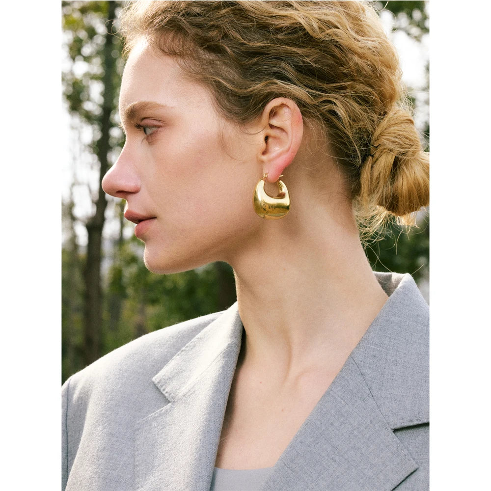 Crescent Chunky Dome Hoop Earrings
