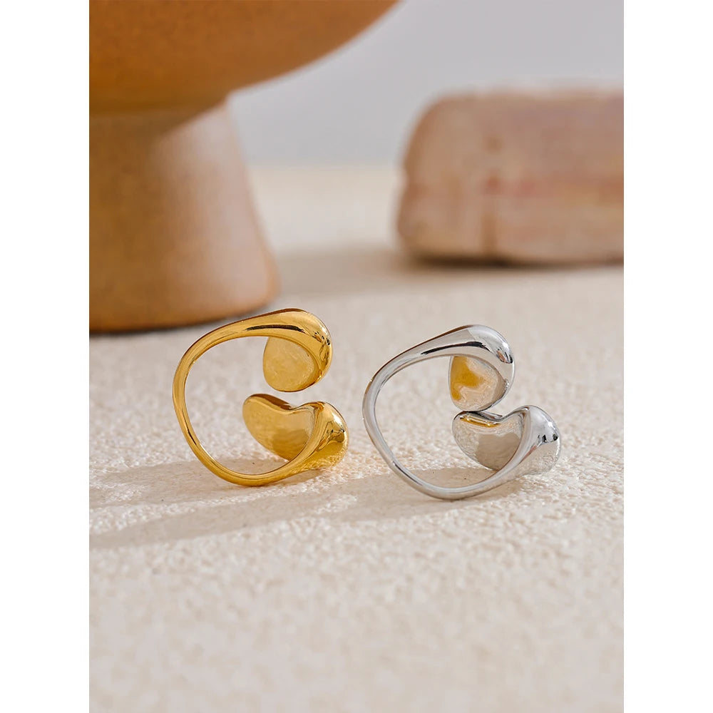 Liquid Twin Dome Open Ring