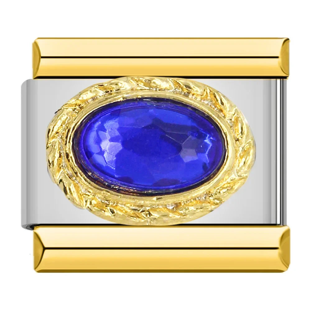 Royal Sapphire Resin Charm - Silver & Gold Charm - Charmris