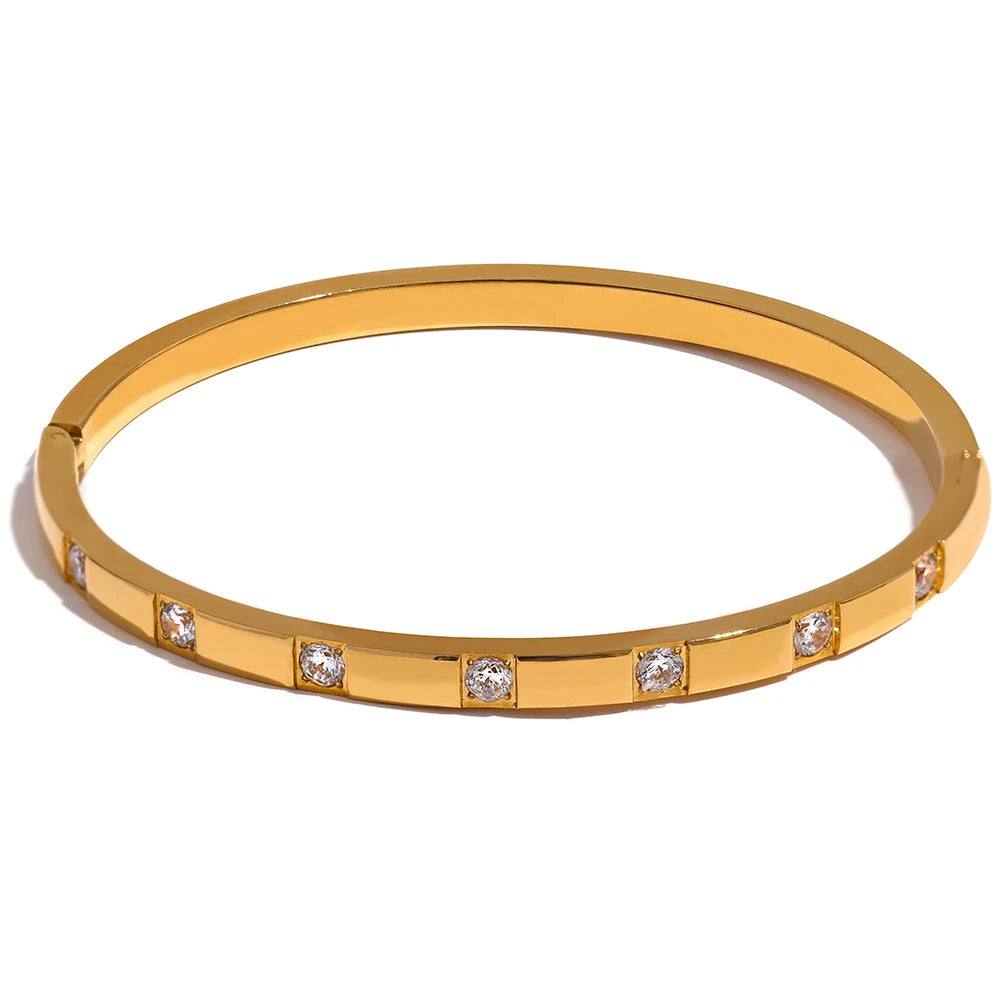 Stargaze Square Stone Hinged Bangle