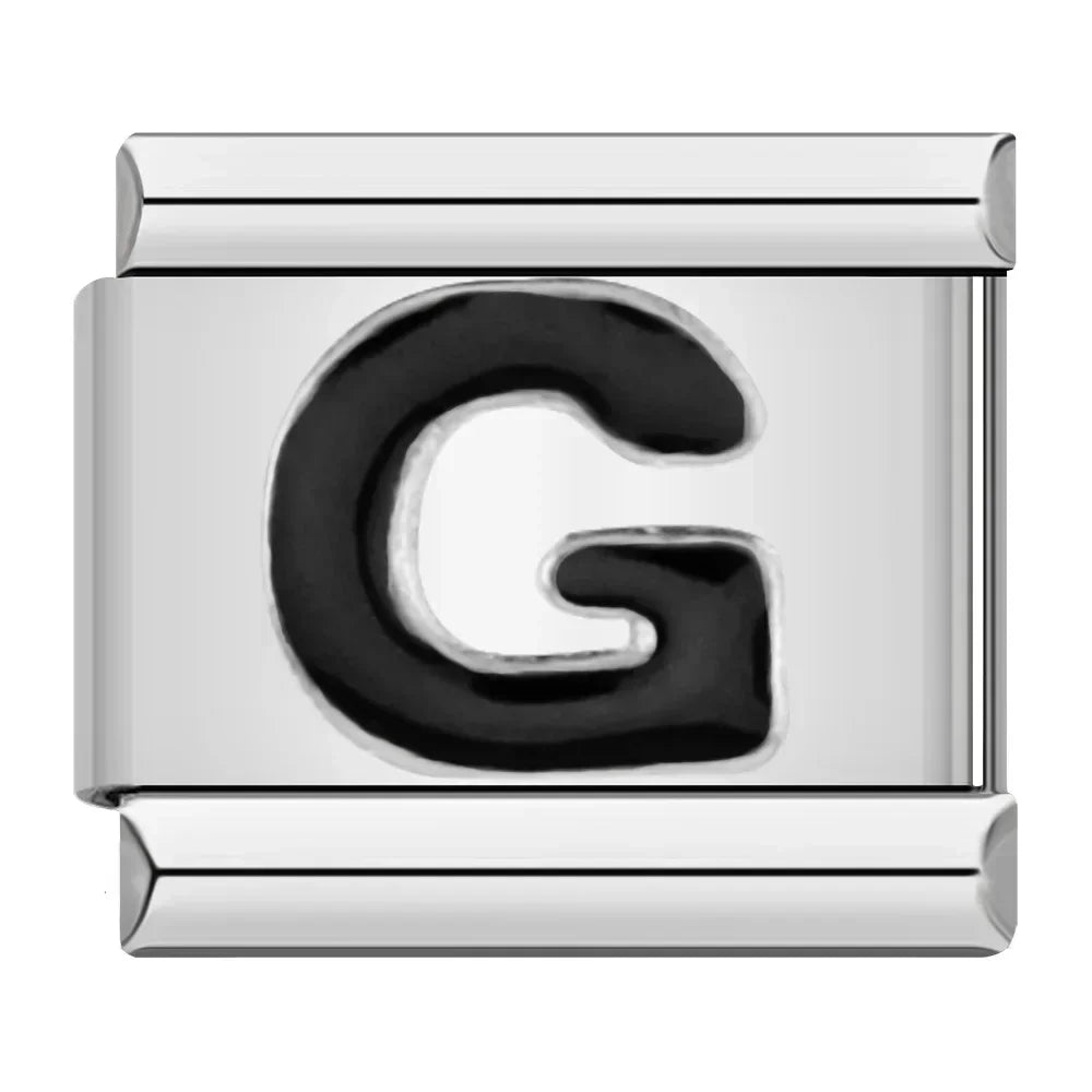 Black Letter G - Silver Charm