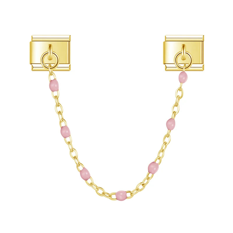 Pastel Pink Bead with gold chain charm - Charmris
