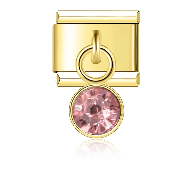June Birthstone with CZ - Gold Pendant Charm - Charmris