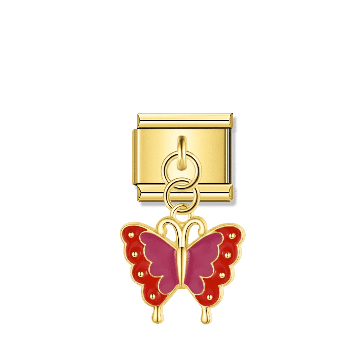 Scarlet Butterfly Dream – gold Italian pendant charm by Italycharm