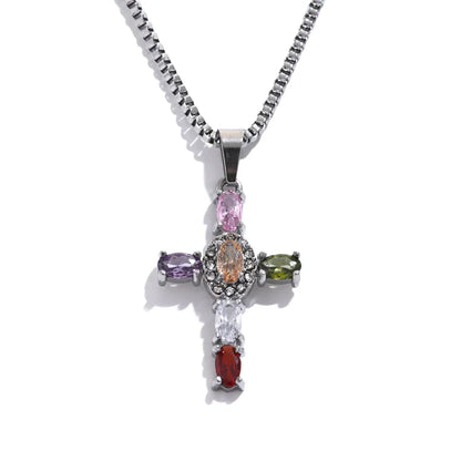 Heirloom Gemstone Cross Pendant Necklace
