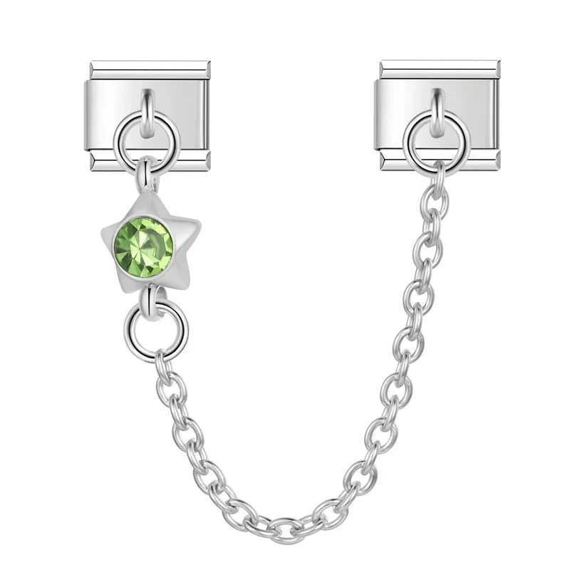 Peridot Star with CZ silver chain charm - Charmris