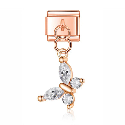 Crystal Butterfly - Rose Pendant Charm
