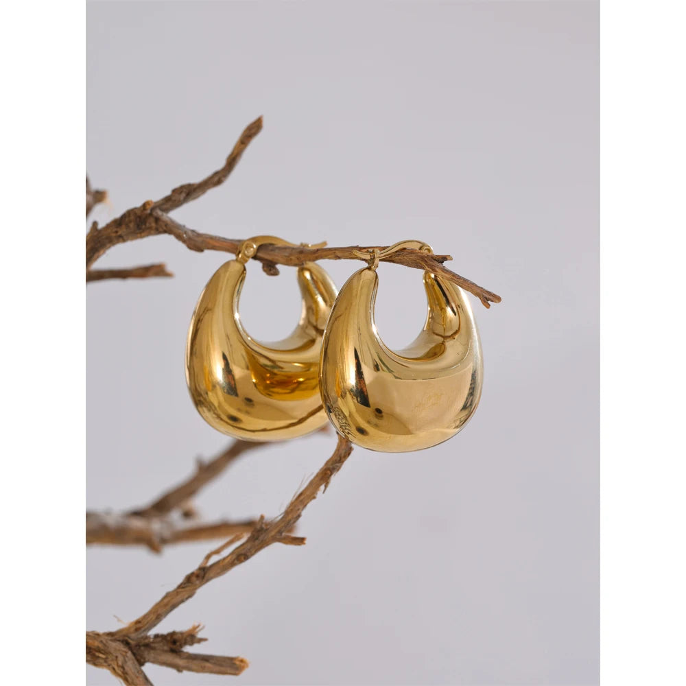 Crescent Chunky Dome Hoop Earrings