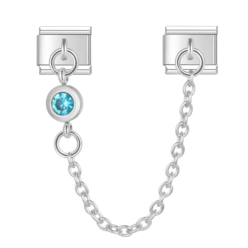 Ocean Peace with CZ silver chain charm - Charmris