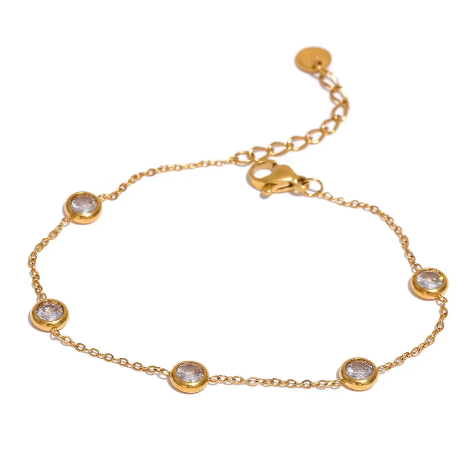 Rainbow Gemstone Station Bracelet