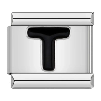 Black Letter T - Silver Charm