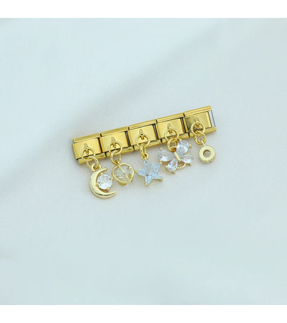 Orbit Crystal Sphere with CZ - Gold Pendant Charm - Charmris