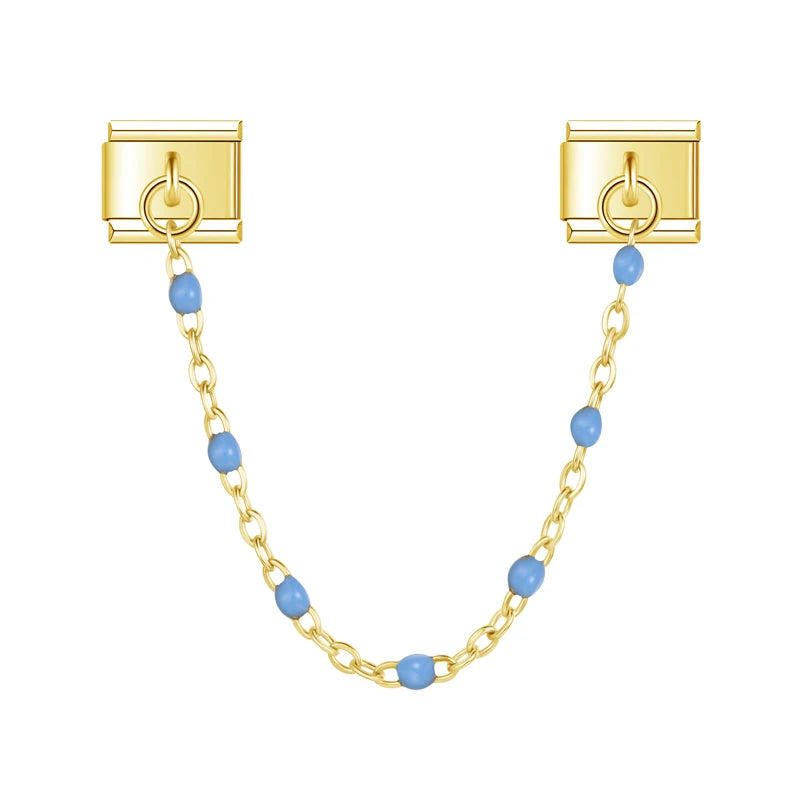 Sky Blue Bead with gold chain charm - Charmris