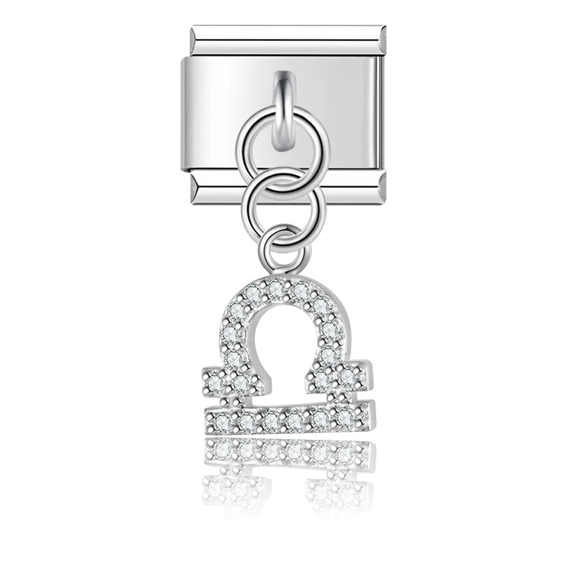 Libra with CZ – Silver Italian Pendant Charm - Charmris