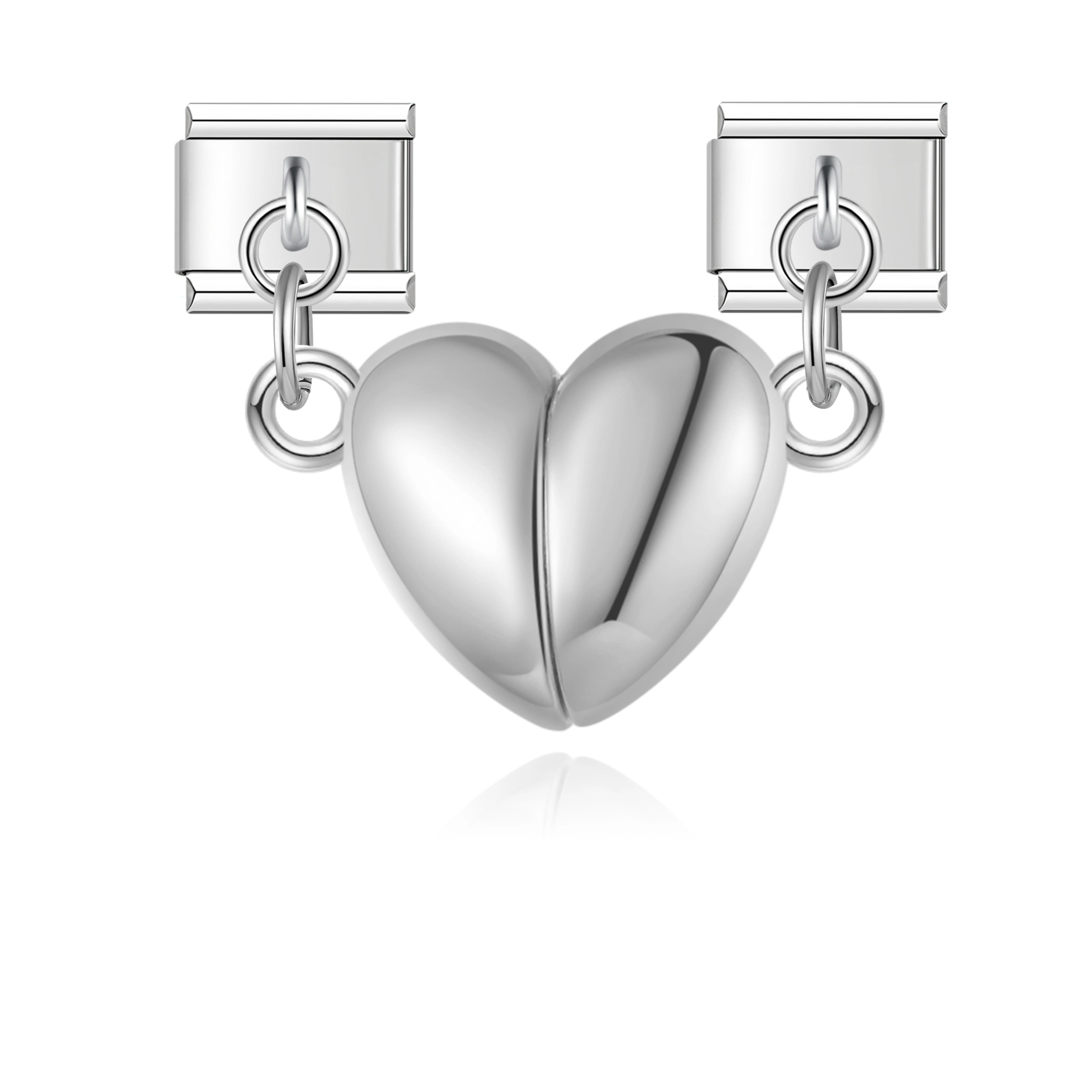 Bold Heart Duo - Silver Pendant Charm