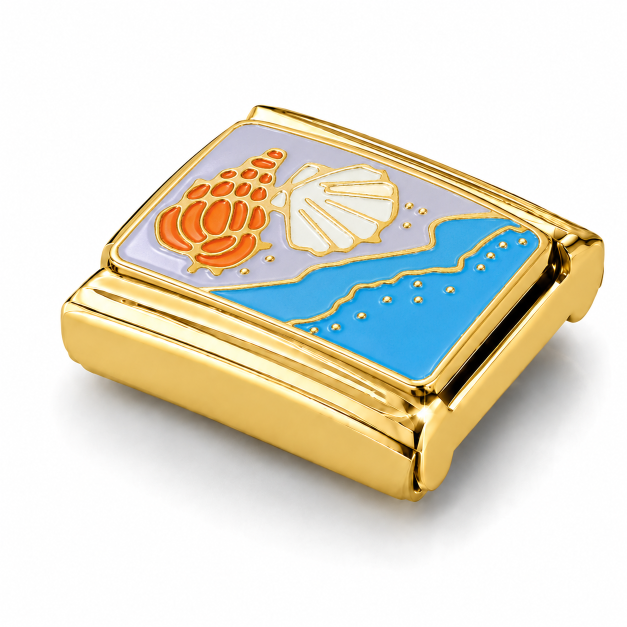 Seashore and Seashells – gold Italian charm close-up view