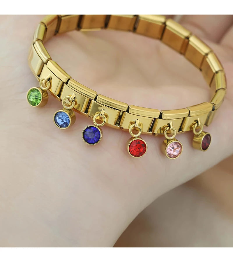 June Birthstone with CZ - Gold Pendant Charm - Charmris