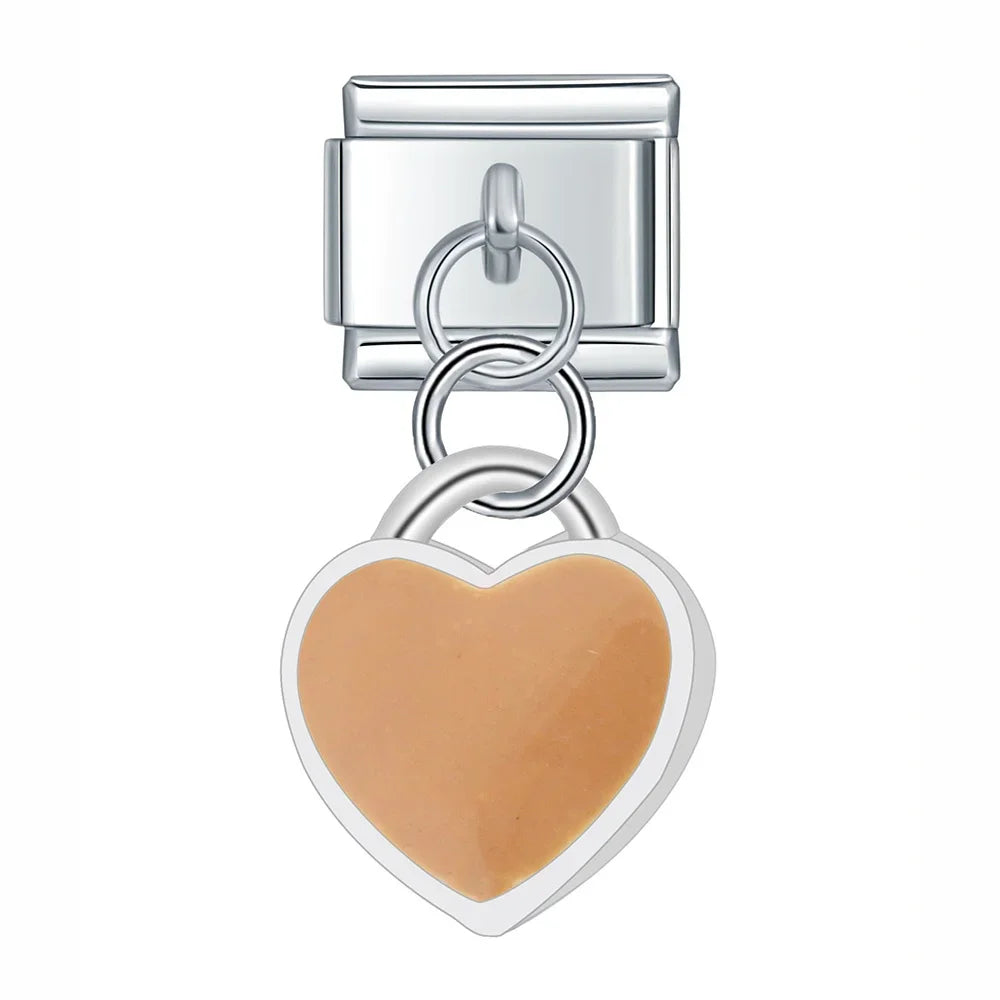 Brown Heart – Silver Italian Pendant Charm