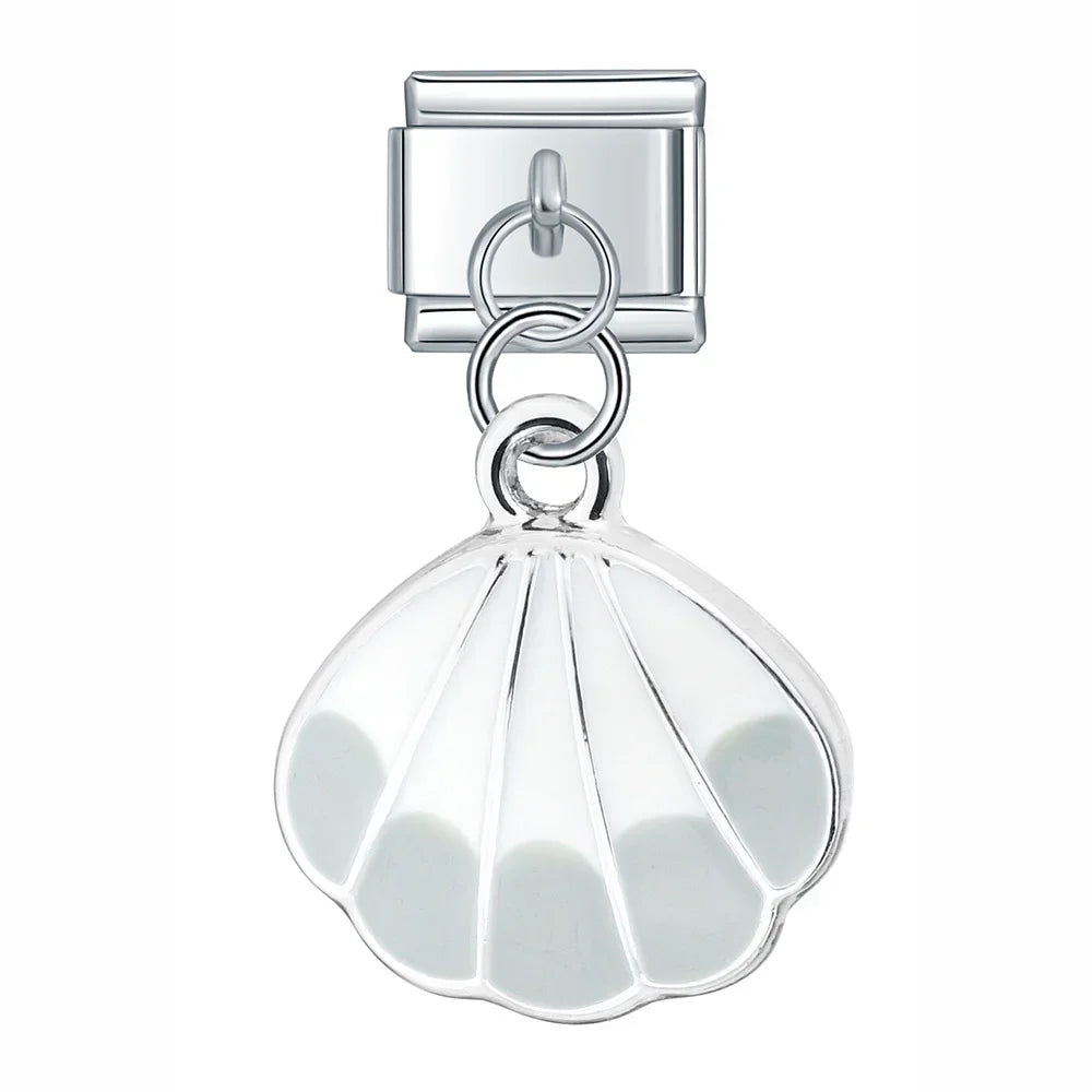 White Shell – Silver Italian Pendant Charm
