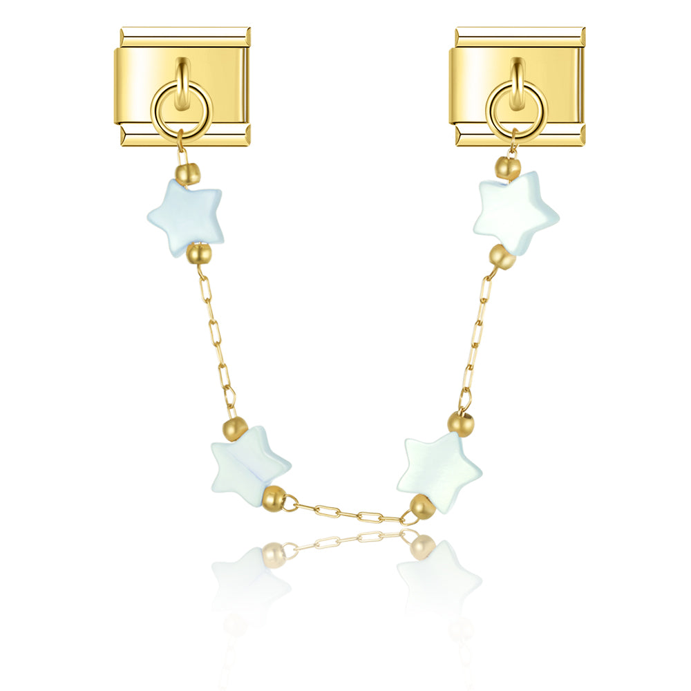 Serene Sky Mother of Pearl Stars - Gold Chain Charm