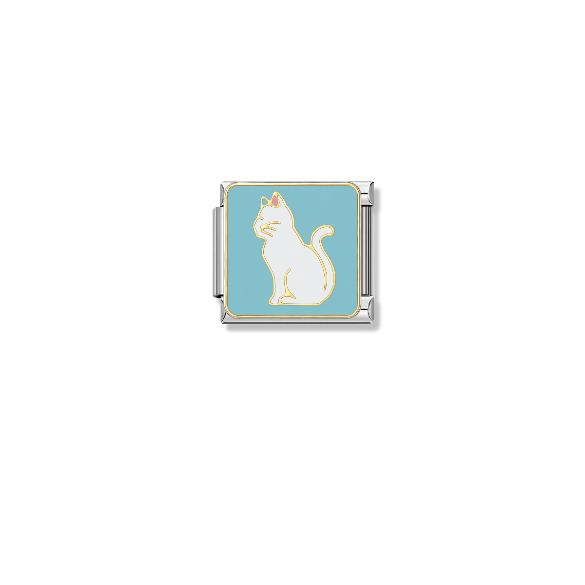 Serene White Cat – silver Italian charm by Italycharm