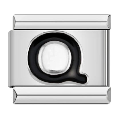 Black Letter Q - Silver Charm