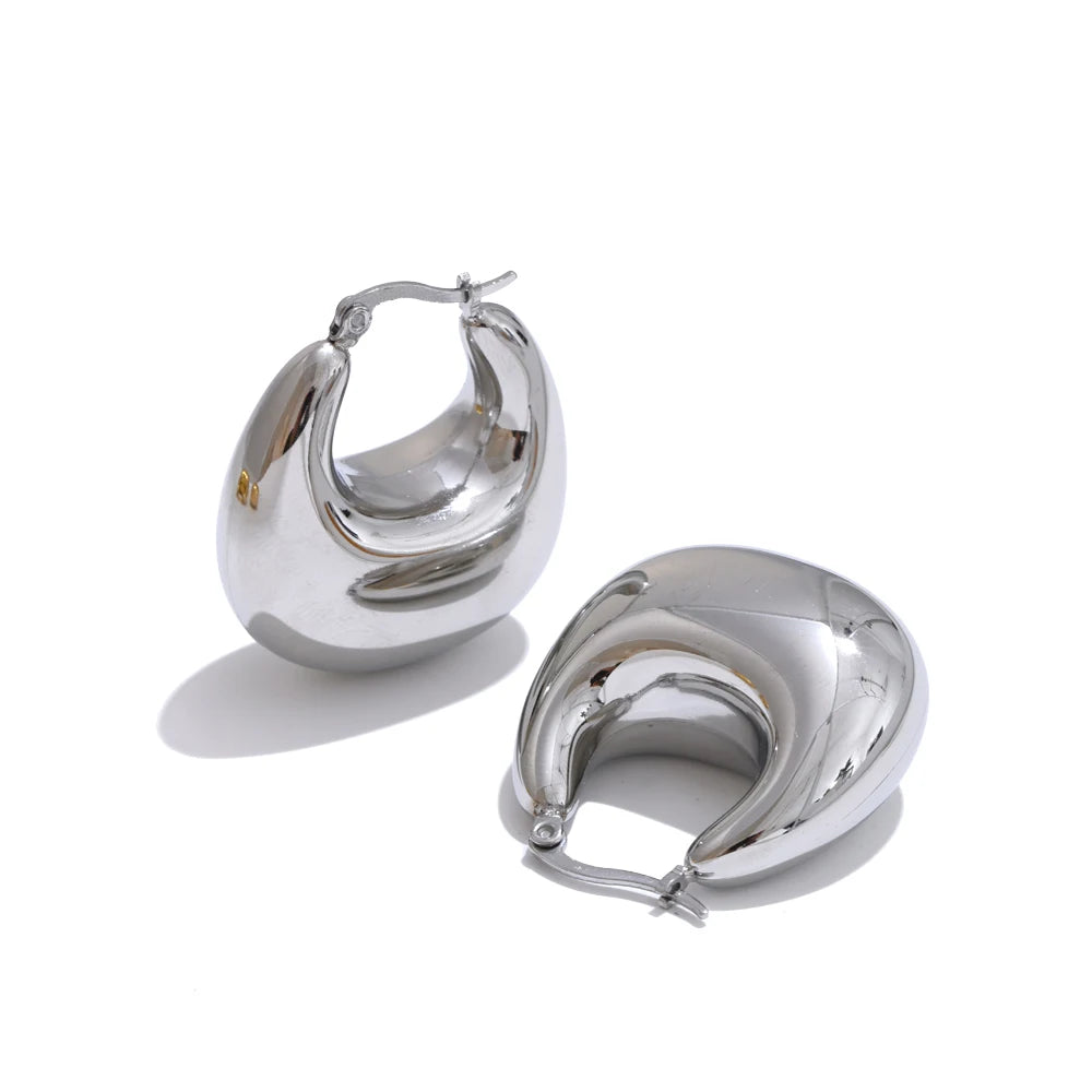 Crescent Chunky Dome Hoop Earrings