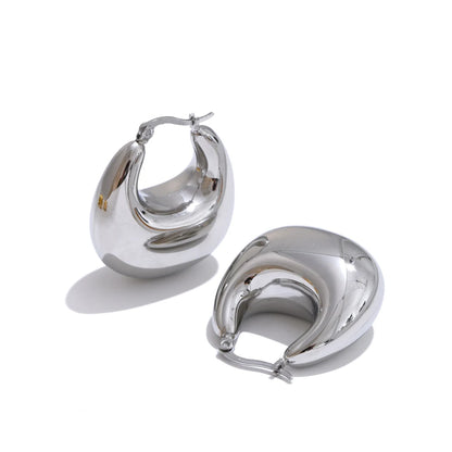 Crescent Chunky Dome Hoop Earrings