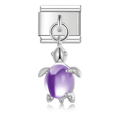 Lovely Purple Turtle - Silver Pendant Charm - Charmris