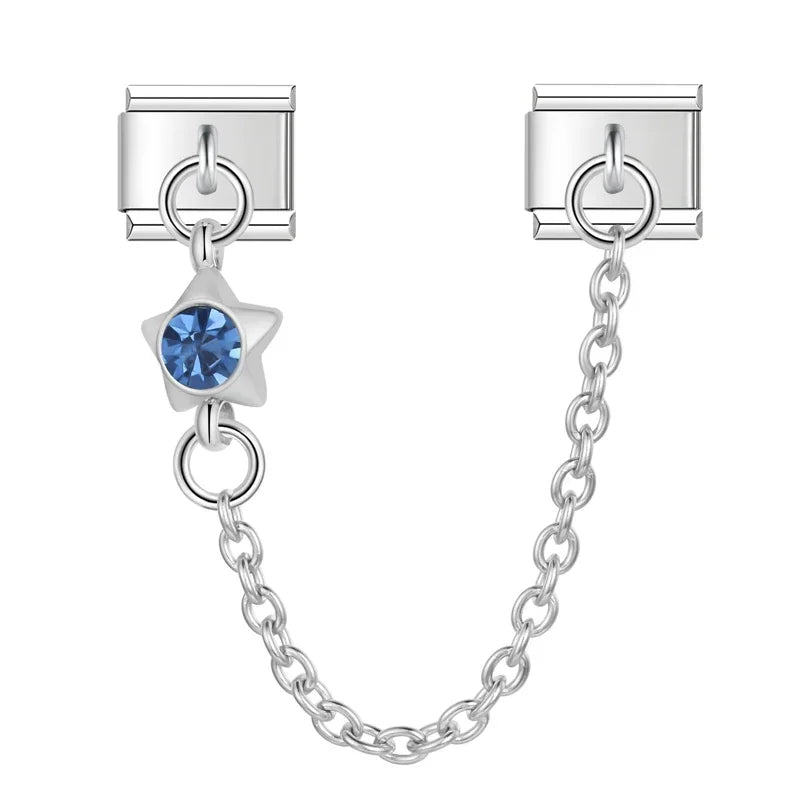 Azure Star with CZ silver chain charm - Charmris
