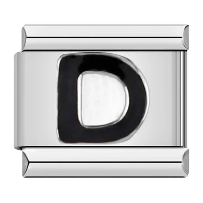 Black Letter D - Silver Charm - Charmris