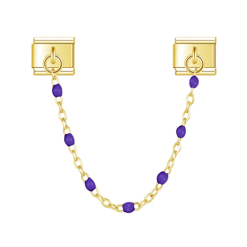 Indigo Bead with gold chain charm - Charmris