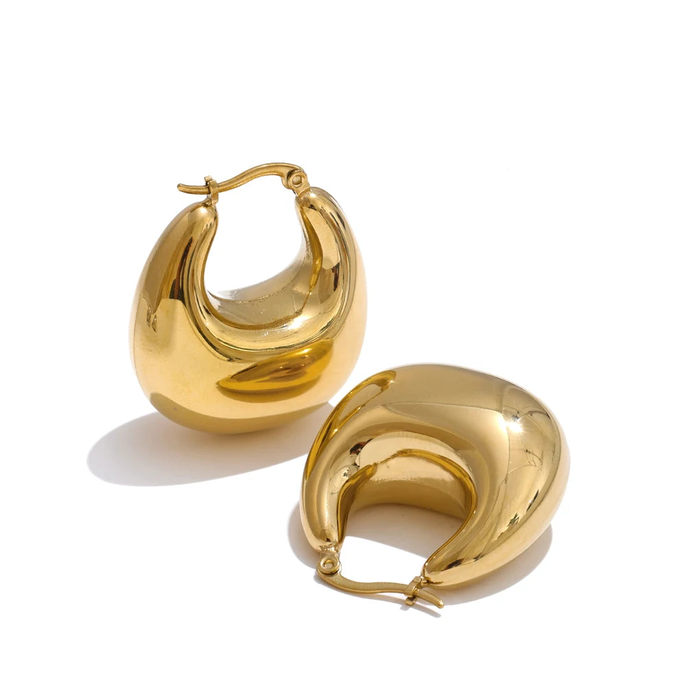 Crescent Chunky Dome Hoop Earrings