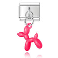 Hot Pink Balloon Dog - Silver Pendant Charm